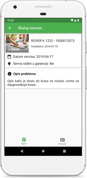 Detalji servisnog zahteva sa komunikacijom u realnom vremenu