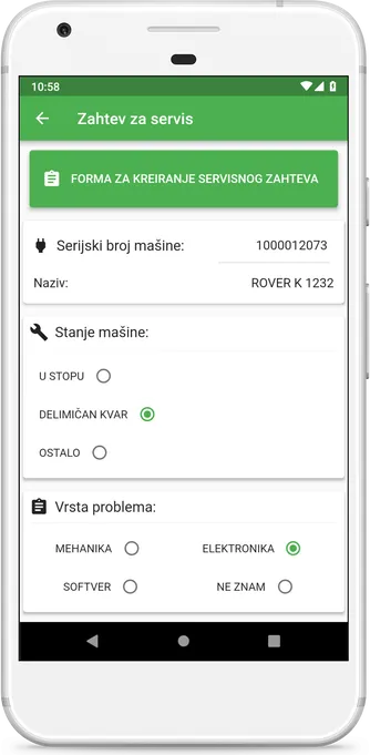 Forma za zahtev servisne intervencije
